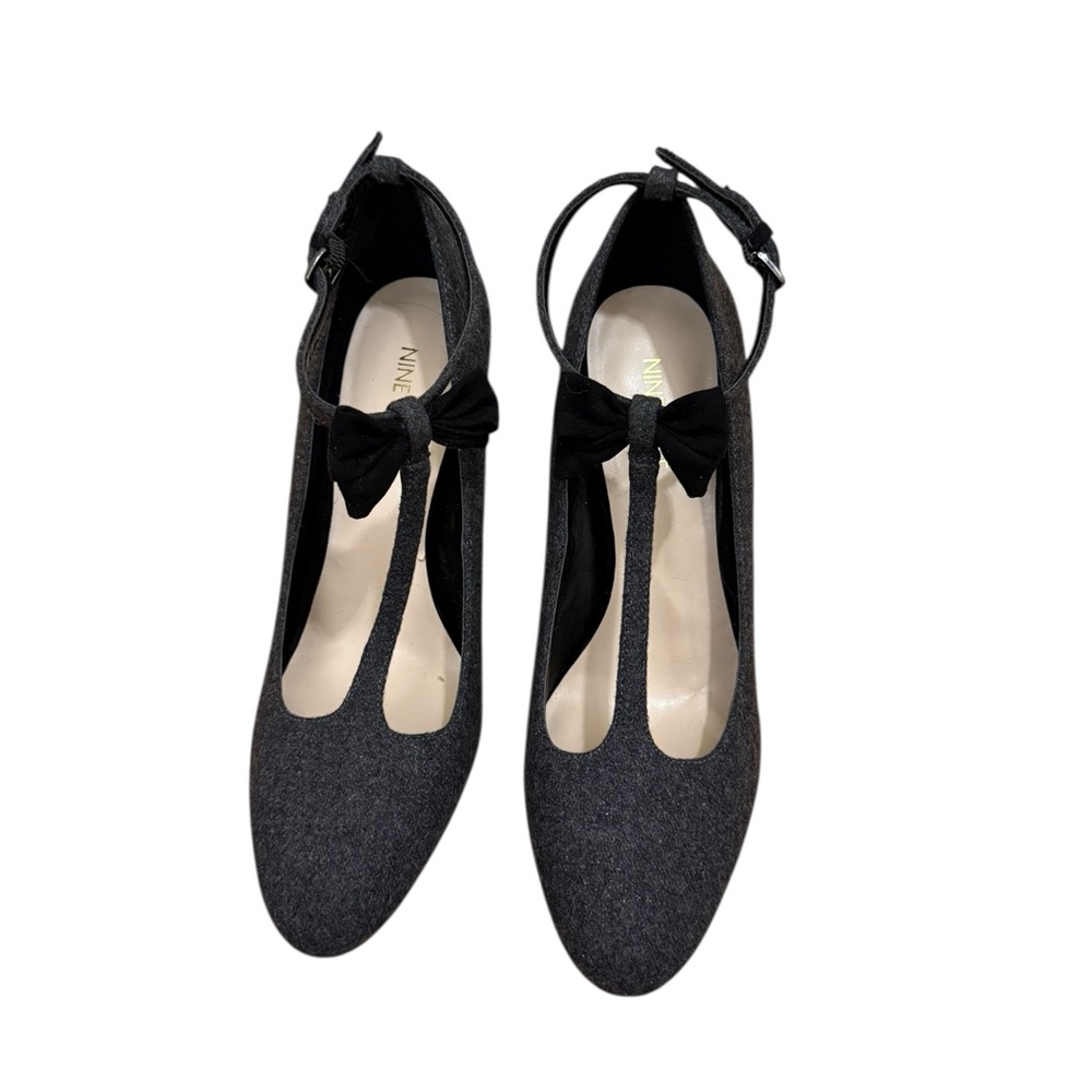Nine West Charcoal Heels with Bow Accent